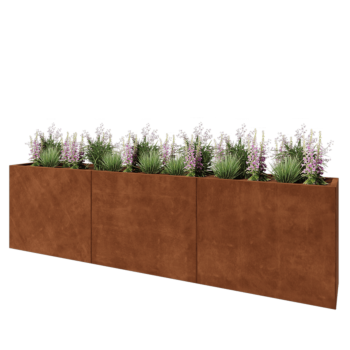 Jardinieră XXL din oțel corten - Dreptunghiular - 300 x 40 x 80 cm - Fără placă de bază