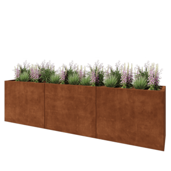 Jardinieră XXL din oțel corten - Dreptunghiular - 300 x 50 x 80 cm - Fără placă de bază