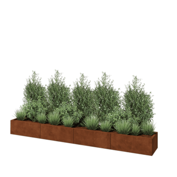 Jardinieră XXL din oțel corten - Dreptunghiular - 320 x 40 x 30 cm - Cu placă de bază