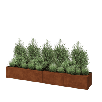 Jardinieră XXL din oțel corten - Dreptunghiular - 320 x 50 x 40 cm - Cu placă de bază
