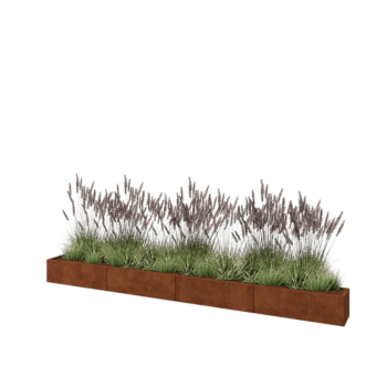 Jardinieră XXL din oțel corten - Dreptunghiular - 400 x 30 x 30 cm - Cu placă de bază