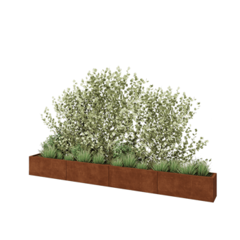 Jardinieră XXL din oțel corten - Dreptunghiular - 400 x 30 x 40 cm - Cu placă de bază