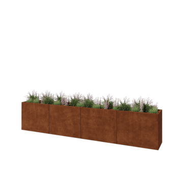 Jardinieră XXL din oțel corten - Dreptunghiular - 400 x 50 x 80 cm - Fără placă de bază