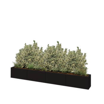 Jardinieră XXL din oțel - Dreptunghiular - 320 x 30 x 40 cm - RAL9005 mat (negru) - Fără placă de bază