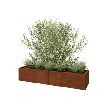 Jardinieră XXL din oțel corten - Dreptunghiular - 160 x 40 x 30 cm - Cu placă de bază