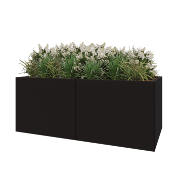 Jardinieră XXL din oțel - Dreptunghiular - 200 x 100 x 80 cm - RAL9005 mat (negru) - Cu placă de bază