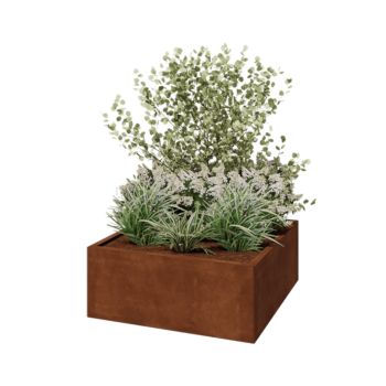 Jardinieră din oțel corten - Pătrat - 100 x 100 x 40 cm - Fără placă de bază