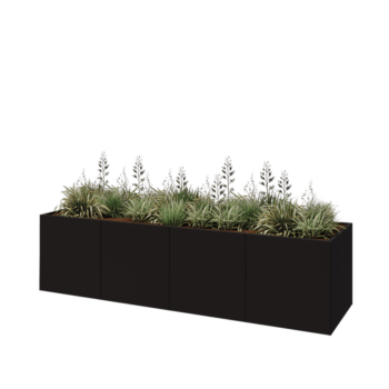 Jardinieră XXL din oțel - Dreptunghiular - 320 x 80 x 80 cm - RAL9005 mat (negru) - Fără placă de bază