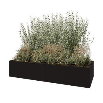 Jardinieră XXL din oțel - Dreptunghiular - 200 x 80 x 40 cm - RAL9005 mat (negru) - Fără placă de bază