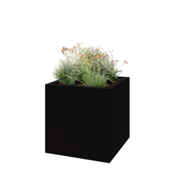 Jardinieră din fibră de sticlă - Pătrat - 100 x 100 x 100 cm - RAL9005 mat (negru) - Cu fund