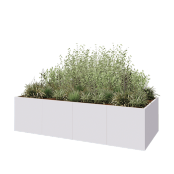 Jardinieră XXL din oțel - Dreptunghiular - 320 x 120 x 80 cm - RAL9010 mat (alb) - Fără placă de bază