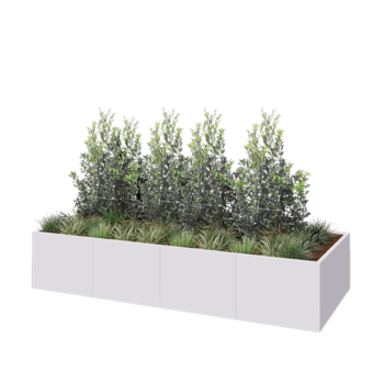 Jardinieră XXL din oțel - Dreptunghiular - 320 x 120 x 60 cm - RAL9010 mat (alb) - Cu placă de bază