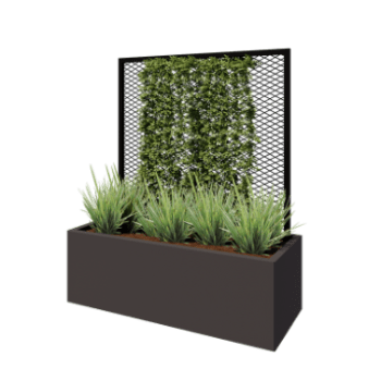 Spalier pentru plante cățărătoare din oțel - 110 x 3 x 117,5 cm - RAL9005 mat (negru) - Pentru jardinieră 50 cm