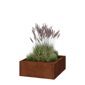 Jardinieră din oțel corten - Pătrat - 100 x 100 x 40 cm - Sudat - Fără placă de bază