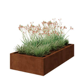 Jardiniere sudată din oțel corten Montana 200 x 100 x 40 cm