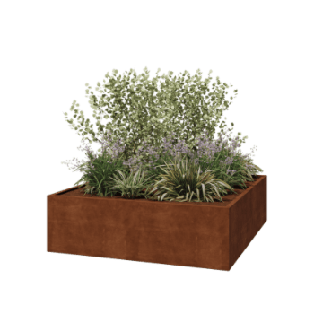Jardiniere sudată din oțel corten Montana 200 x 200 x 60 cm