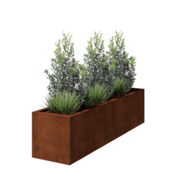 Jardiniere sudată din oțel corten Montana 200 x 50 x 50 cm