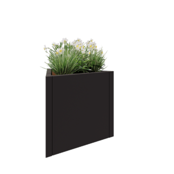 Jardinieră din oțel - Triunghiular echilateral - 70,6 x 61 x 60 cm - RAL7016 mat (gri antracit) - Fără placă de bază