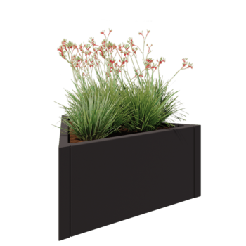 Jardinieră din oțel - Triunghiular echilateral - 90,6 x 78,3 x 40 cm - RAL7016 mat (gri antracit) - Fără placă de bază