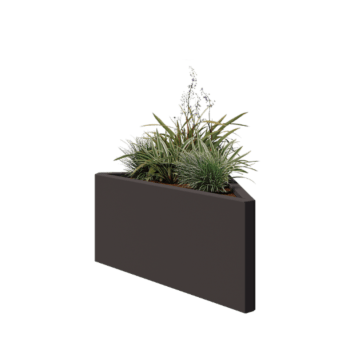 Jardinieră din oțel - Triunghiular isoscel - 83,9 x 46,4 x 40 cm - RAL7016 mat (gri antracit) - Fără placă de bază