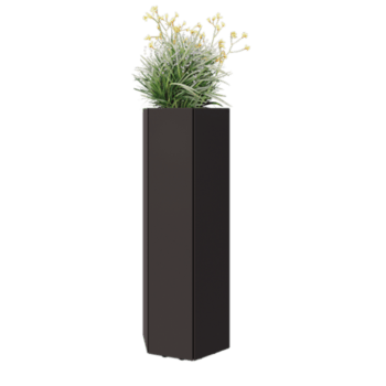 Jardinieră din oțel - Hexagonal - 39,3 x 34,6 x 100 cm - RAL7016 mat (gri antracit) - Cu placă de bază - Cu picioare