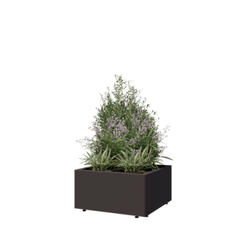 Jardinieră din oțel - Pătrat - 60 x 60 x 30 cm - RAL7016 mat (gri antracit) - Cu placă de bază - Cu picioare