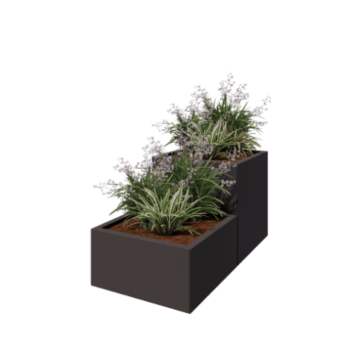 Jardinieră din oțel - Model în trepte din 2 piese - 120 x 60 x 60 cm - RAL7016 mat (gri antracit) - Fără placă de bază