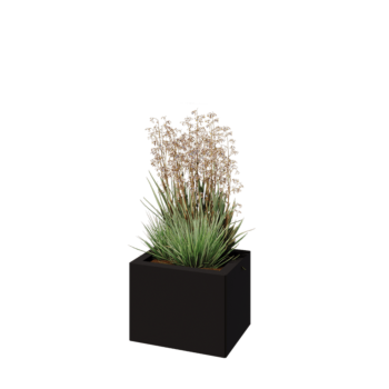 Jardinieră din oțel - Dreptunghiular - 40 x 30 x 30 cm - RAL9005 mat (negru) - Fără placă de bază