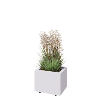 Jardinieră din oțel - Dreptunghiular - 40 x 30 x 30 cm - RAL9010 mat (alb) - Cu placă de bază - Cu picioare