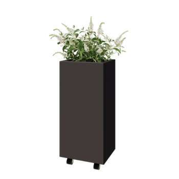 Jardinieră din oțel - Dreptunghiular - 40 x 30 x 80 cm - Altă culoare RAL - Cu placă de bază - Cu roți