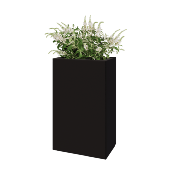 Jardinieră din oțel - Dreptunghiular - 50 x 30 x 80 cm - RAL9005 mat (negru) - Cu placă de bază