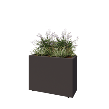 Jardinieră din oțel - Dreptunghiular - 80 x 30 x 60 cm - Altă culoare RAL - Cu placă de bază - Cu picioare