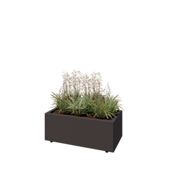 Jardinieră din oțel - Dreptunghiular - 80 x 40 x 30 cm - RAL7016 mat (gri antracit) - Cu placă de bază - Cu picioare