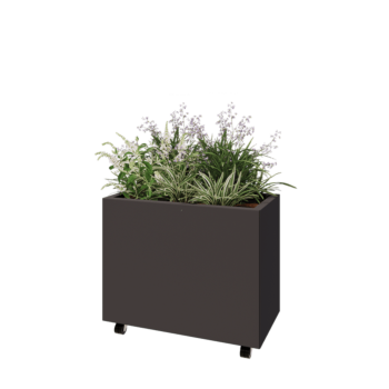 Jardinieră din oțel - Dreptunghiular - 80 x 40 x 60 cm - Altă culoare RAL - Cu placă de bază - Cu roți