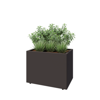 Jardinieră din oțel - Dreptunghiular - 80 x 50 x 60 cm - RAL7016 mat (gri antracit) - Cu placă de bază - Cu picioare