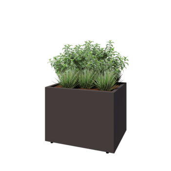 Jardinieră din oțel - Dreptunghiular - 80 x 60 x 60 cm - Altă culoare RAL - Cu placă de bază - Cu picioare