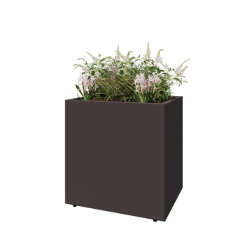 Jardinieră din oțel - Dreptunghiular - 80 x 60 x 80 cm - RAL7016 mat (gri antracit) - Cu placă de bază - Cu picioare