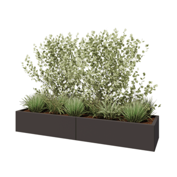 Jardinieră XXL din oțel - Dreptunghiular - 200 x 50 x 30 cm - Altă culoare RAL - Cu placă de bază