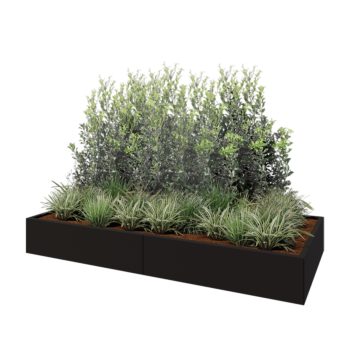 Jardinieră XXL din oțel - Dreptunghiular - 240 x 100 x 30 cm - RAL9005 mat (negru) - Fără placă de bază