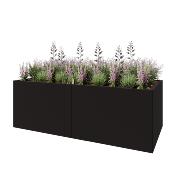 Jardinieră XXL din oțel - Dreptunghiular - 240 x 100 x 80 cm - RAL9005 mat (negru) - Cu placă de bază