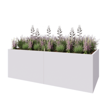 Jardinieră XXL din oțel - Dreptunghiular - 240 x 100 x 80 cm - RAL9010 mat (alb) - Fără placă de bază