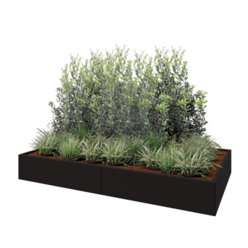 Jardinieră XXL din oțel - Dreptunghiular - 240 x 120 x 30 cm - RAL9005 mat (negru) - Cu placă de bază