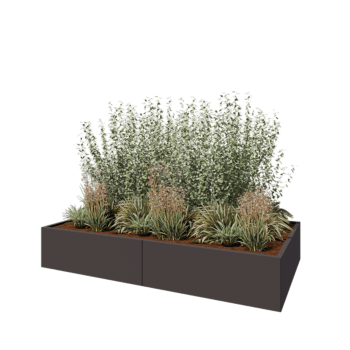 Jardinieră XXL din oțel - Dreptunghiular - 240 x 120 x 40 cm - RAL7016 mat (gri antracit) - Cu placă de bază