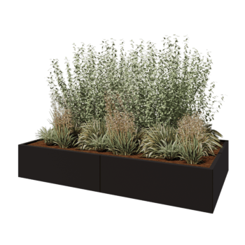 Jardinieră XXL din oțel - Dreptunghiular - 240 x 120 x 40 cm - RAL9005 mat (negru) - Cu placă de bază