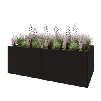 Jardinieră XXL din oțel - Dreptunghiular - 240 x 120 x 80 cm - RAL9005 mat (negru) - Fără placă de bază