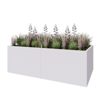 Jardinieră XXL din oțel - Dreptunghiular - 240 x 120 x 80 cm - RAL9010 mat (alb) - Cu placă de bază