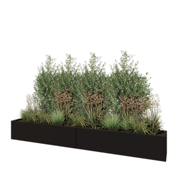 Jardinieră XXL din oțel - Dreptunghiular - 240 x 30 x 30 cm - RAL9005 mat (negru) - Cu placă de bază