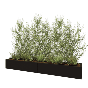 Jardinieră XXL din oțel - Dreptunghiular - 240 x 40 x 30 cm - RAL9005 mat (negru) - Fără placă de bază