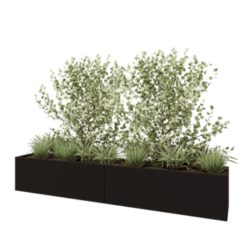 Jardinieră XXL din oțel - Dreptunghiular - 240 x 40 x 40 cm - RAL9005 mat (negru) - Fără placă de bază