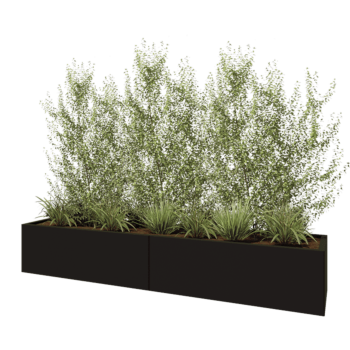 Jardinieră XXL din oțel - Dreptunghiular - 240 x 50 x 40 cm - RAL9005 mat (negru) - Cu placă de bază